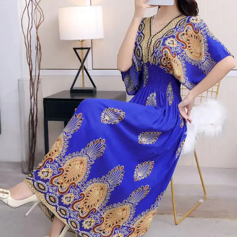 Zayana | Bohemian jurk met print voor dames – Lange, nonchalante boho-maxi-zomerjurk