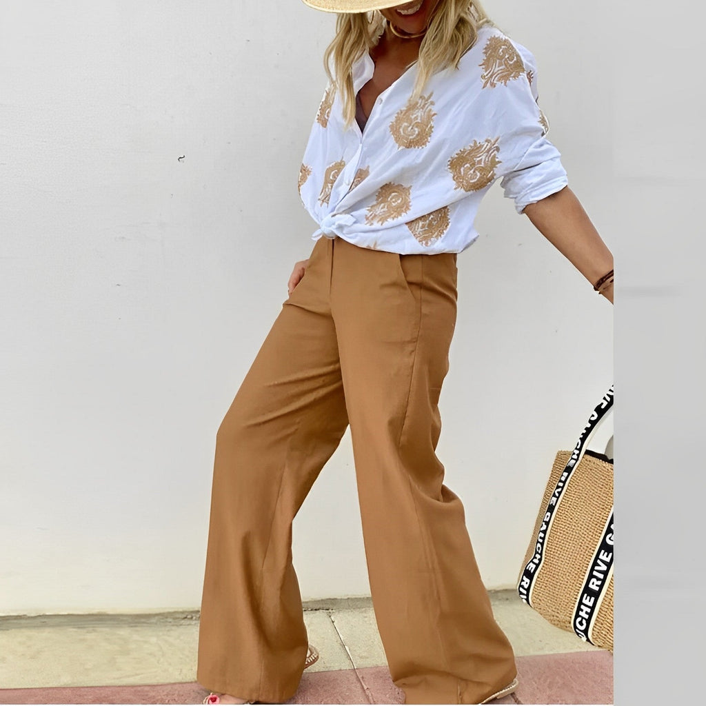 Vaelina | Dames Elegante Blouse – Trendy V-Hals Top, Lange Mouwen