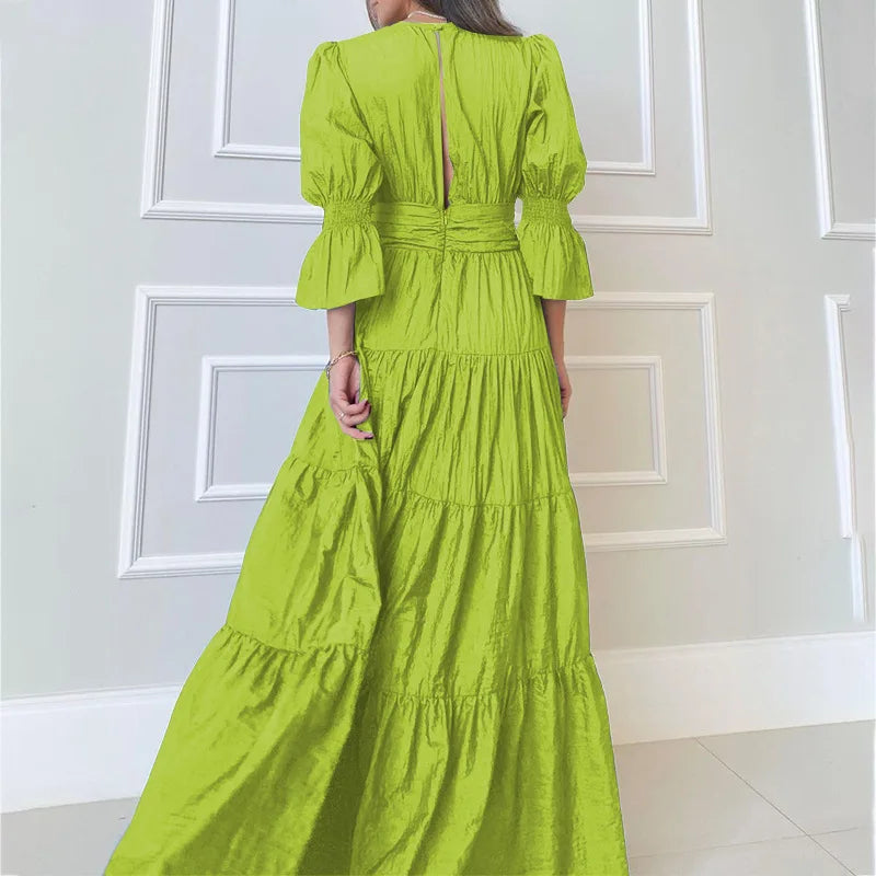 Aelira | Elegante lange jurk met drapering – Formele maxi-jurk voor dames