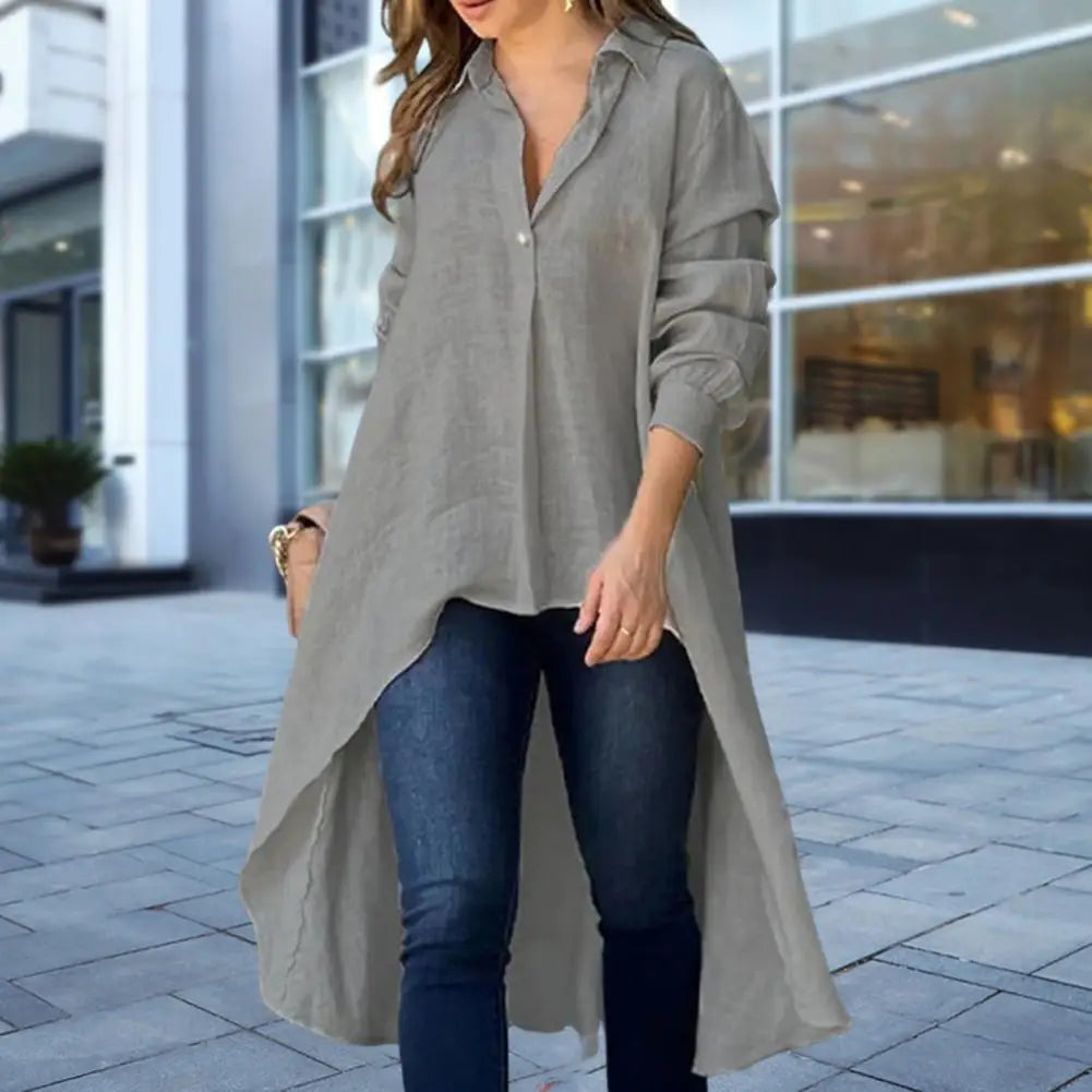 Ilyra | Casual damesoverhemd – Elegante blouse met kraag en lange mouwen