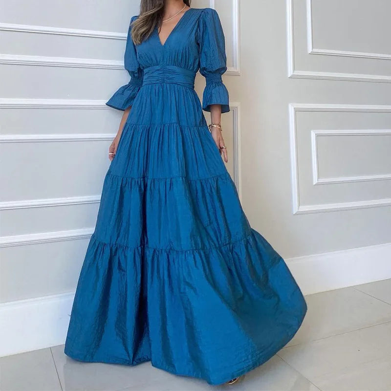 Aelira | Elegante lange jurk met drapering – Formele maxi-jurk voor dames