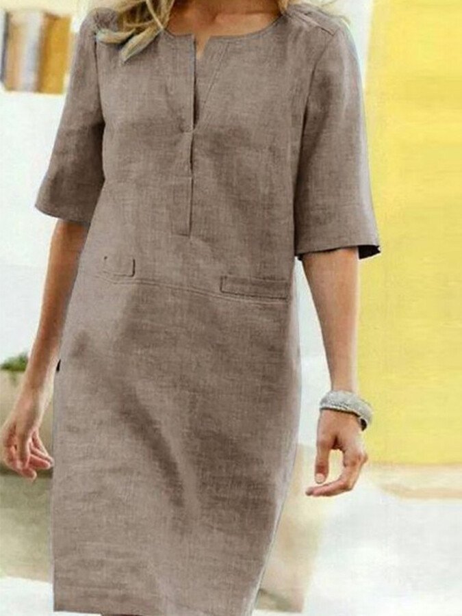 Oria | Oria dames katoenen linnen zomerjurk – ademende lichte casual zomerjurk