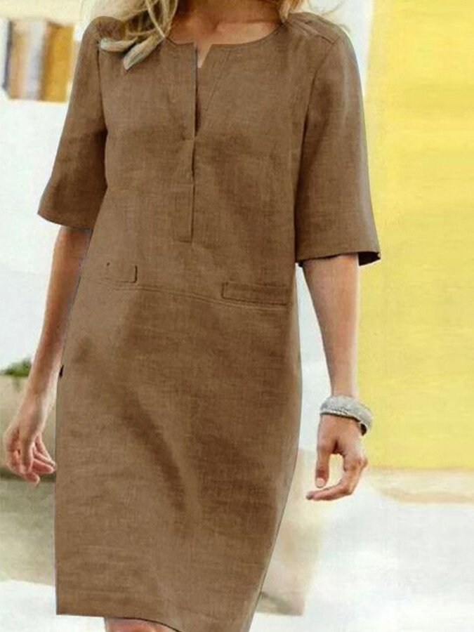 Oria | Oria dames katoenen linnen zomerjurk – ademende lichte casual zomerjurk