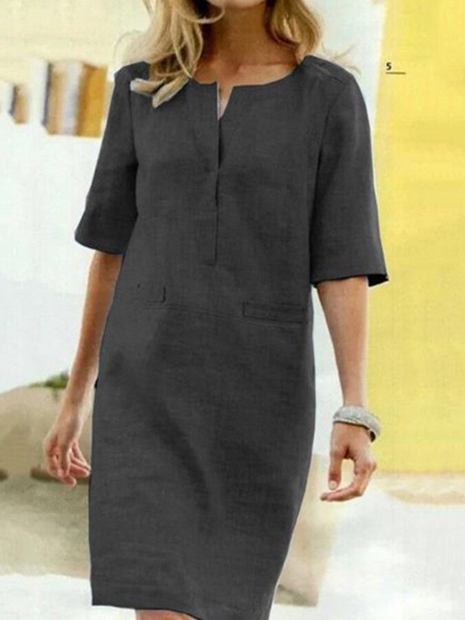 Oria | Oria dames katoenen linnen zomerjurk – ademende lichte casual zomerjurk