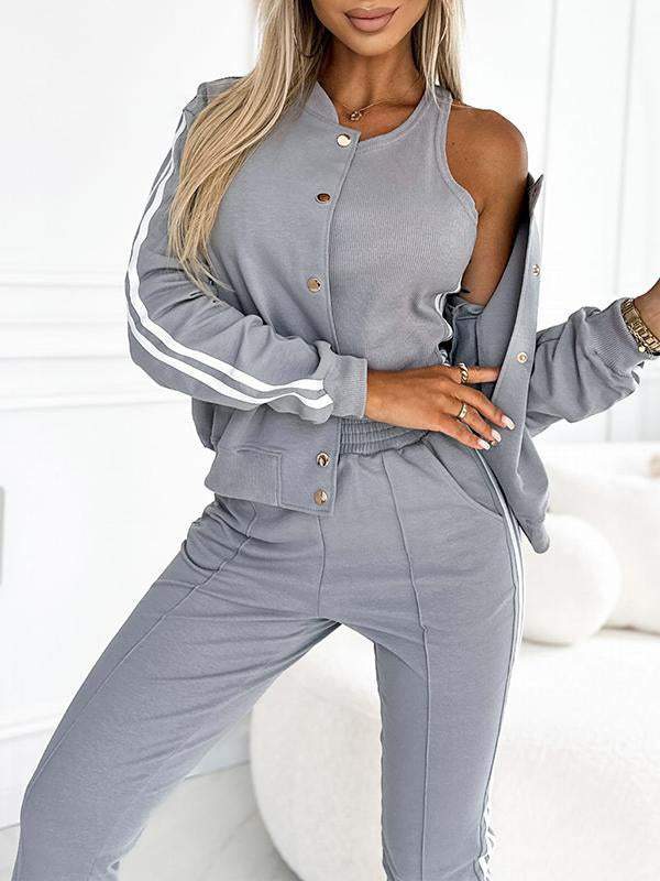 Meike | 3-Delige Dames Co-ord Set met Vest, Top en Comfortabele Joggingbroek