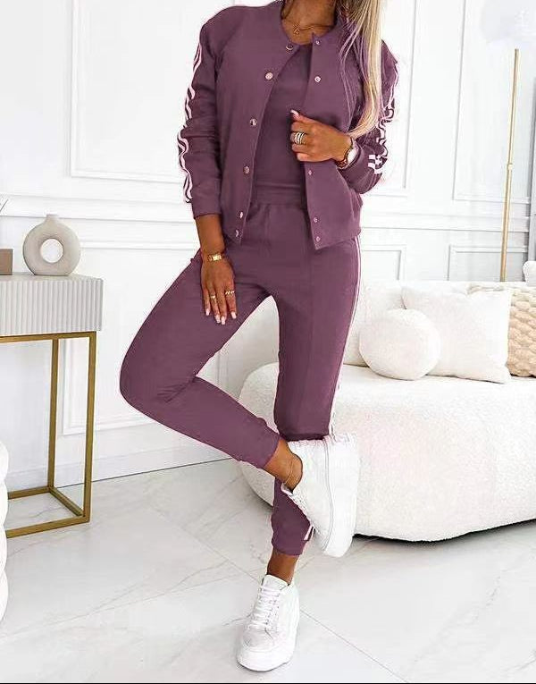 Meike | 3-Delige Dames Co-ord Set met Vest, Top en Comfortabele Joggingbroek