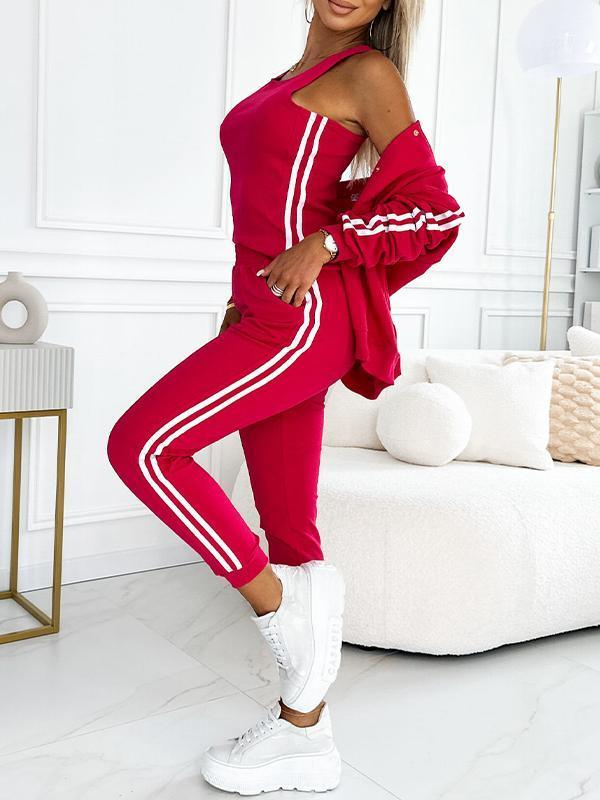Meike | 3-Delige Dames Co-ord Set met Vest, Top en Comfortabele Joggingbroek