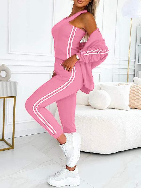Meike | 3-Delige Dames Co-ord Set met Vest, Top en Comfortabele Joggingbroek