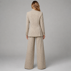 Mette | 2-Delige Geruite Dames Pak met Gevoerde Blazer en Wijde Pantalon
