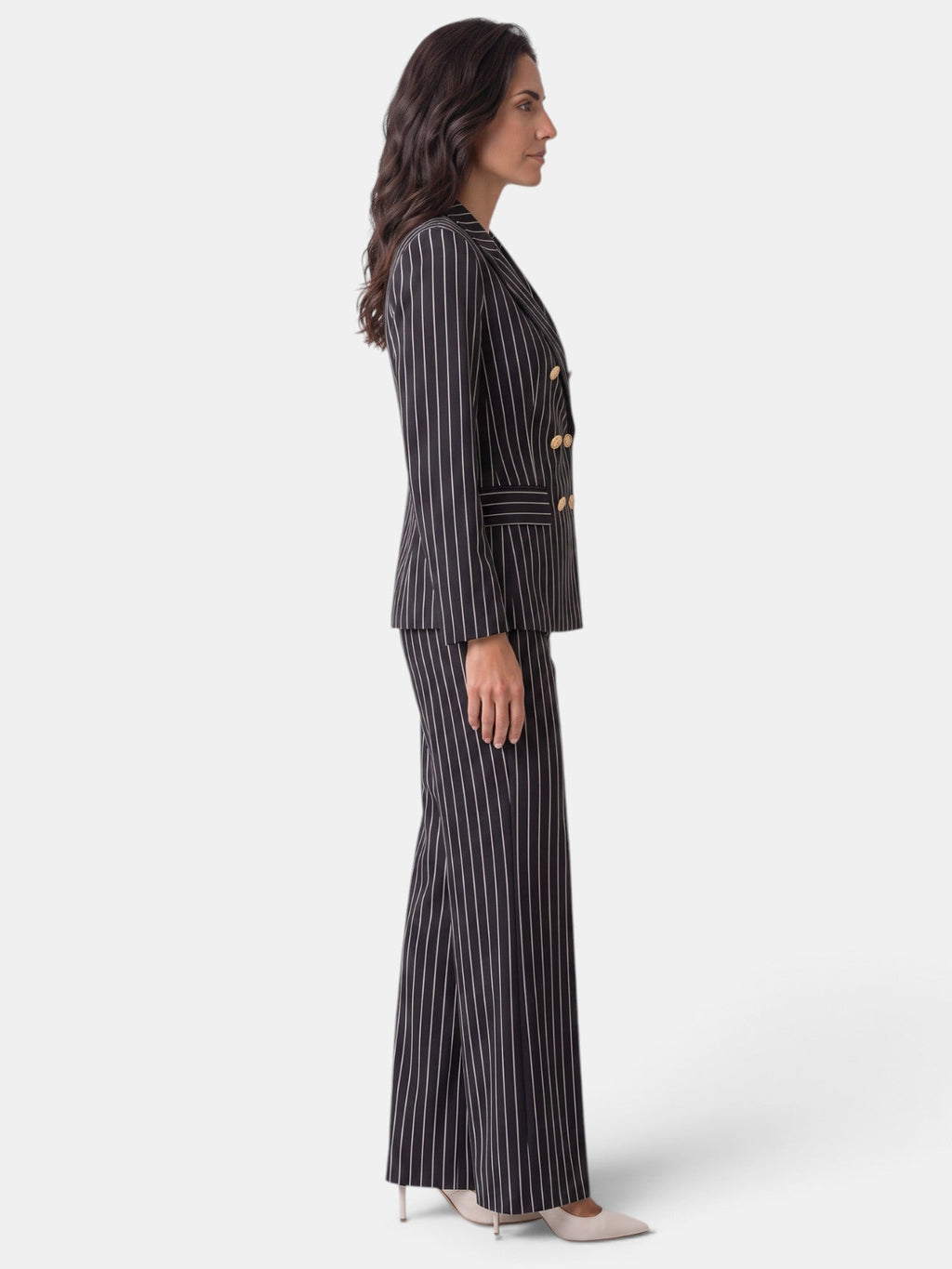Sigrid | 2-Delig Krijtstreep Damespak met Elegante Blazer en Bijpassende Pantalon