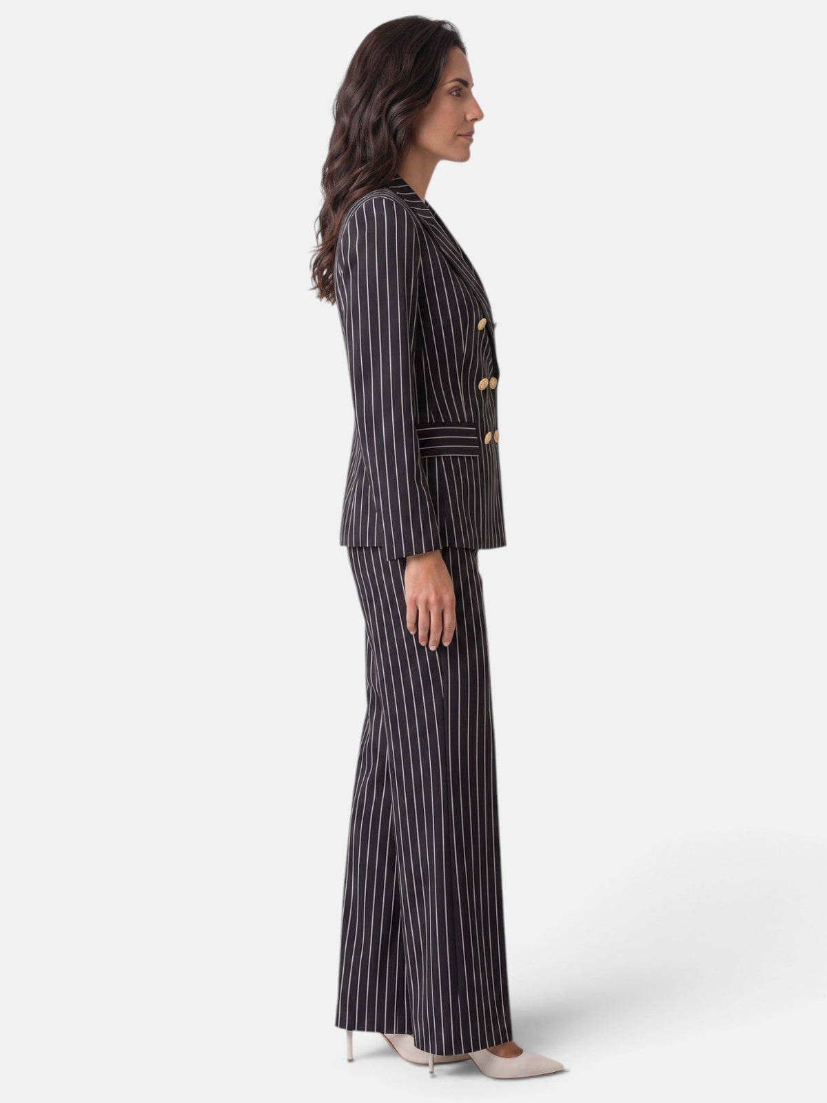 Sigrid | 2-Delig Krijtstreep Damespak met Elegante Blazer en Bijpassende Pantalon