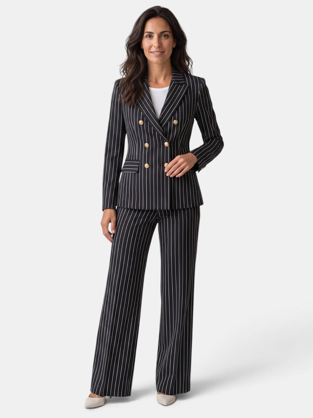 Sigrid | 2-Delig Krijtstreep Damespak met Elegante Blazer en Bijpassende Pantalon