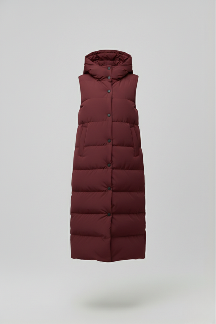 Mavery | Dames Lange Bodywarmer met Capuchon – Mouwloos, Open voorkant en lang model