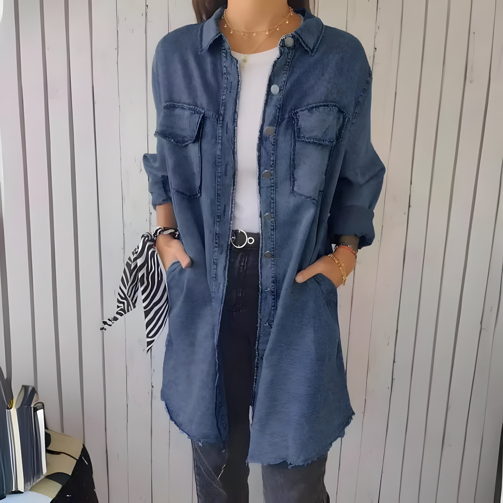 Fynara | Dames Casual Spijkerjas – Jeansjas met Knoopsluiting