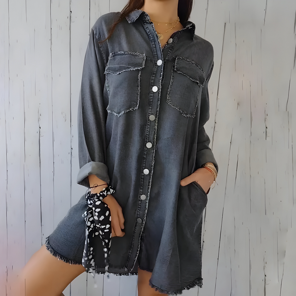 Fynara | Dames Casual Spijkerjas – Jeansjas met Knoopsluiting
