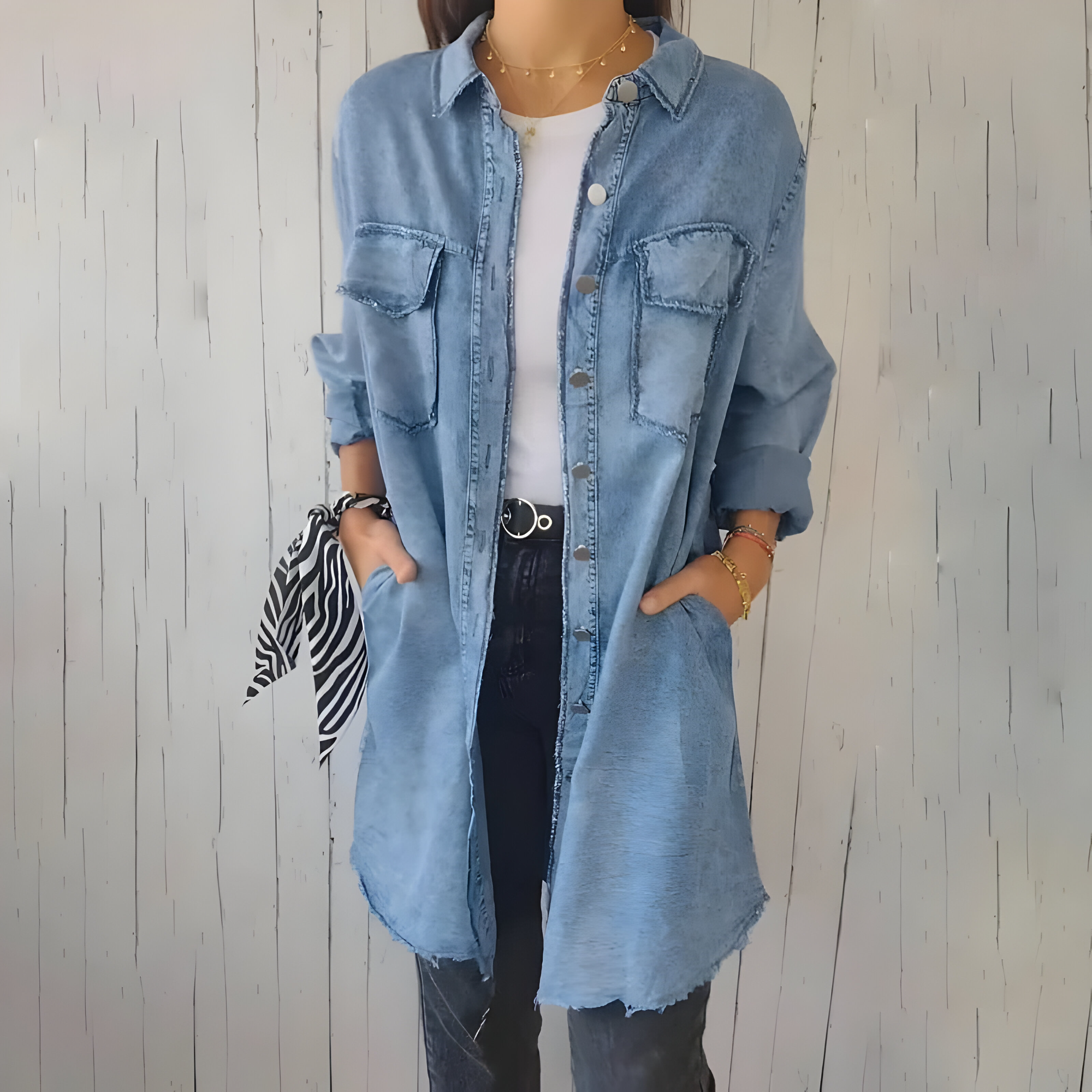 Fynara | Dames Casual Spijkerjas – Jeansjas met Knoopsluiting