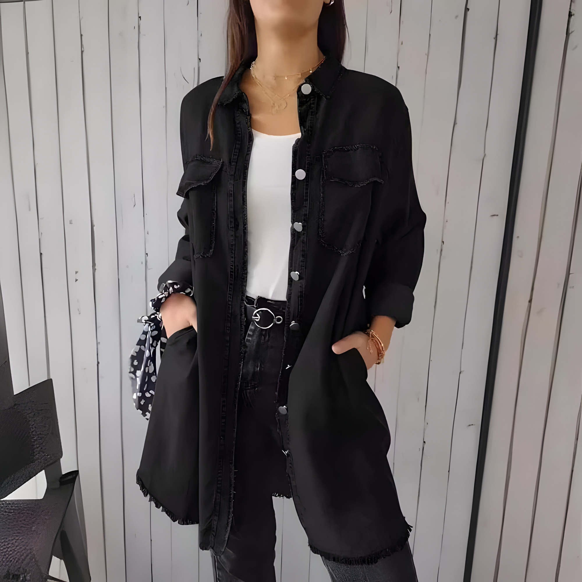 Fynara | Dames Casual Spijkerjas – Jeansjas met Knoopsluiting