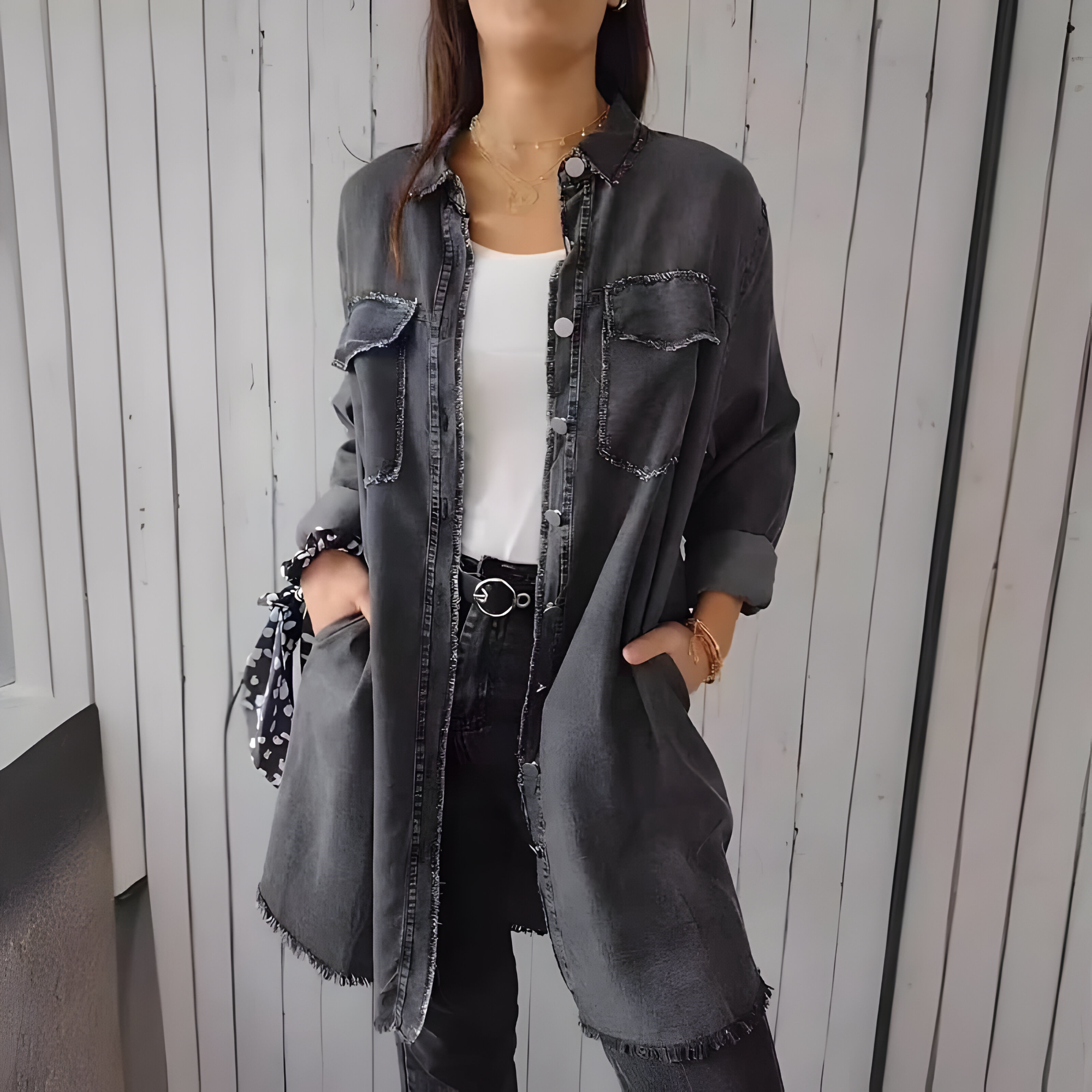 Fynara | Dames Casual Spijkerjas – Jeansjas met Knoopsluiting