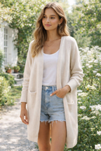 Tavellia | Lange Dames Cashmere Cardigan – Luxe Vest met Open Voorkant