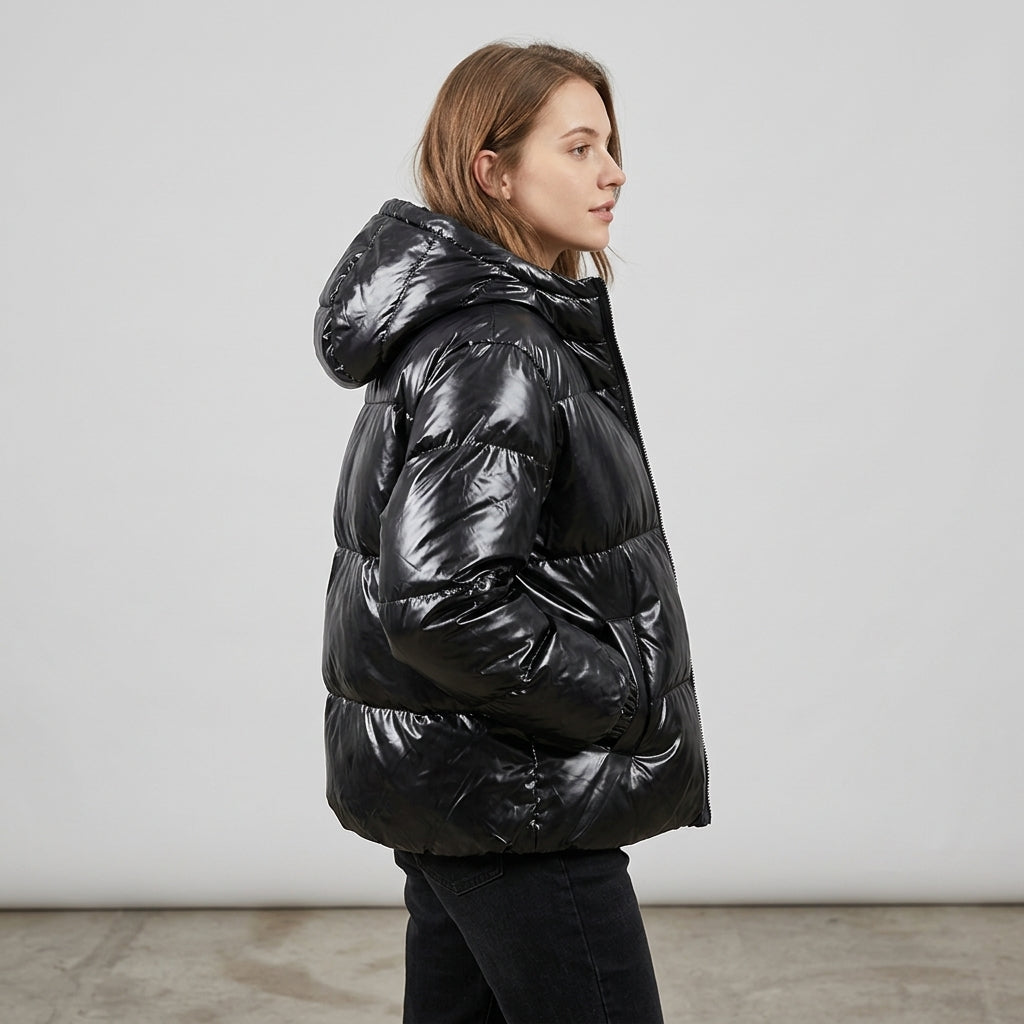 Venne | Metallic pufferjack voor dames – Winddicht winterjack