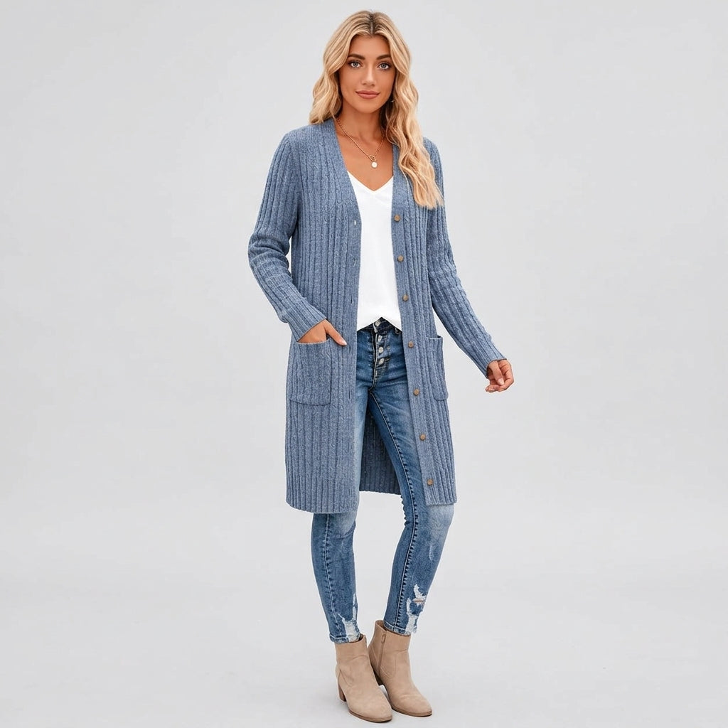 Alida | Dames Teddyjas Lang Model met Knoopsluiting