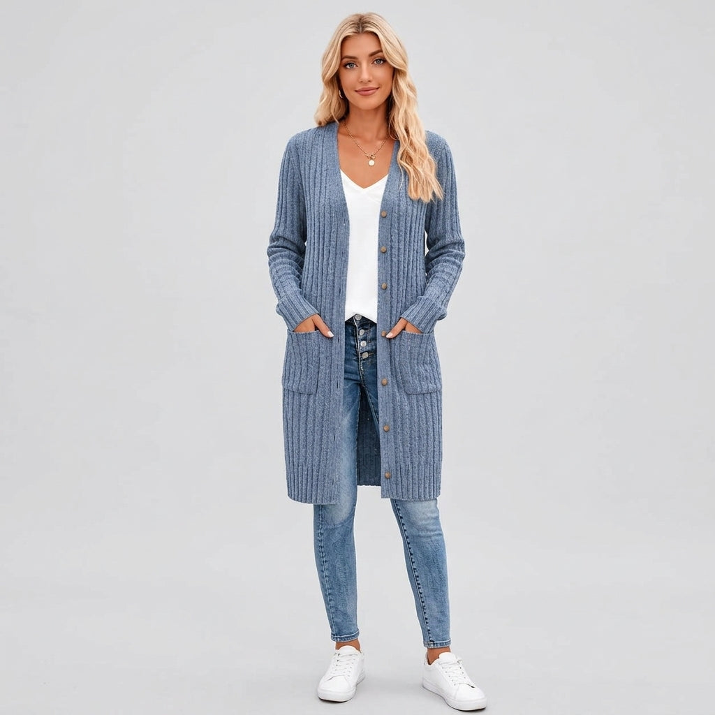 Alida | Dames Teddyjas Lang Model met Knoopsluiting