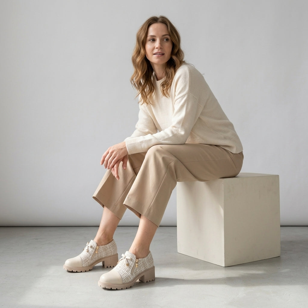 Sybrich | Damesschoenen met veters – Elegante schoenen met lage hak en spitse neus