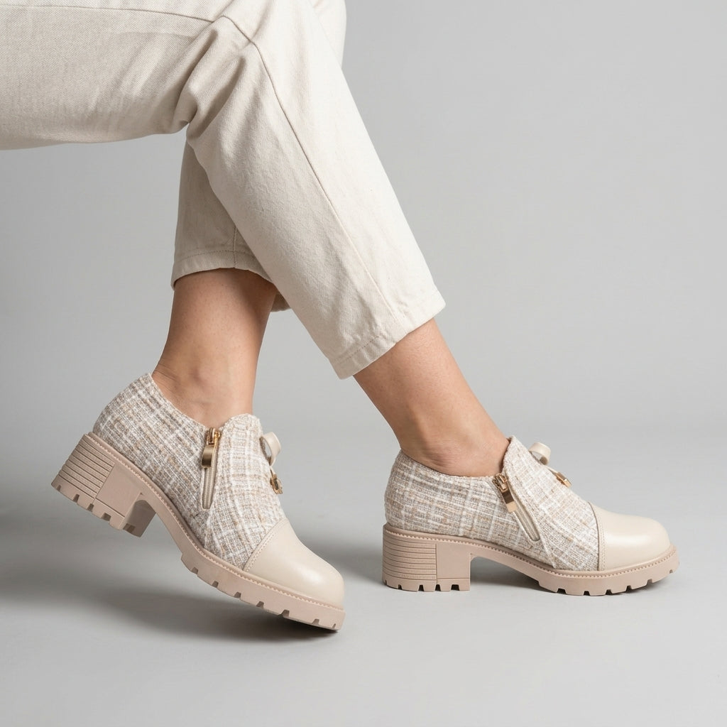 Sybrich | Damesschoenen met veters – Elegante schoenen met lage hak en spitse neus