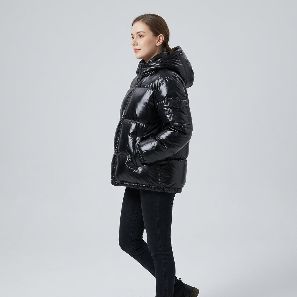 Venne | Metallic pufferjack voor dames – Winddicht winterjack