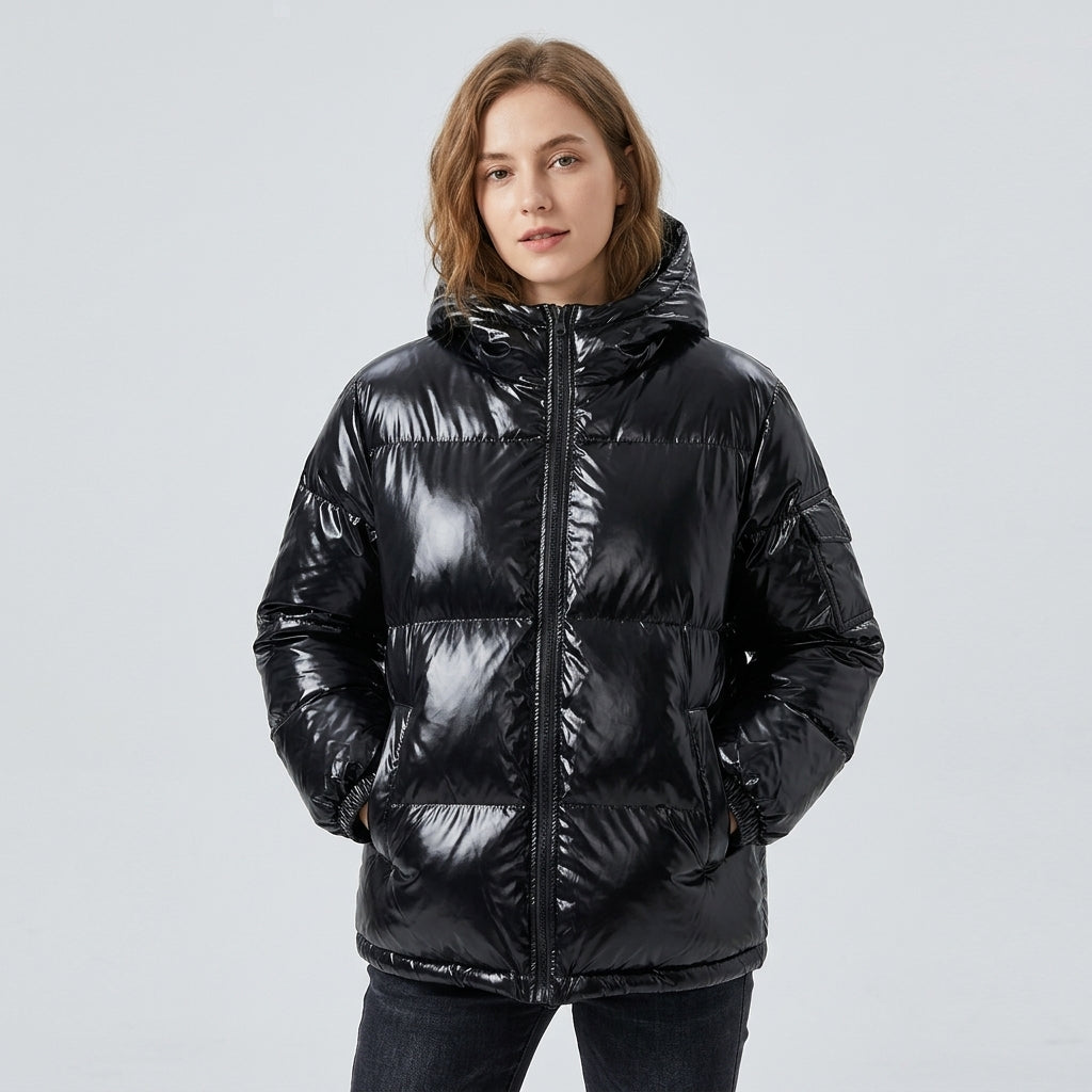 Venne | Metallic pufferjack voor dames – Winddicht winterjack