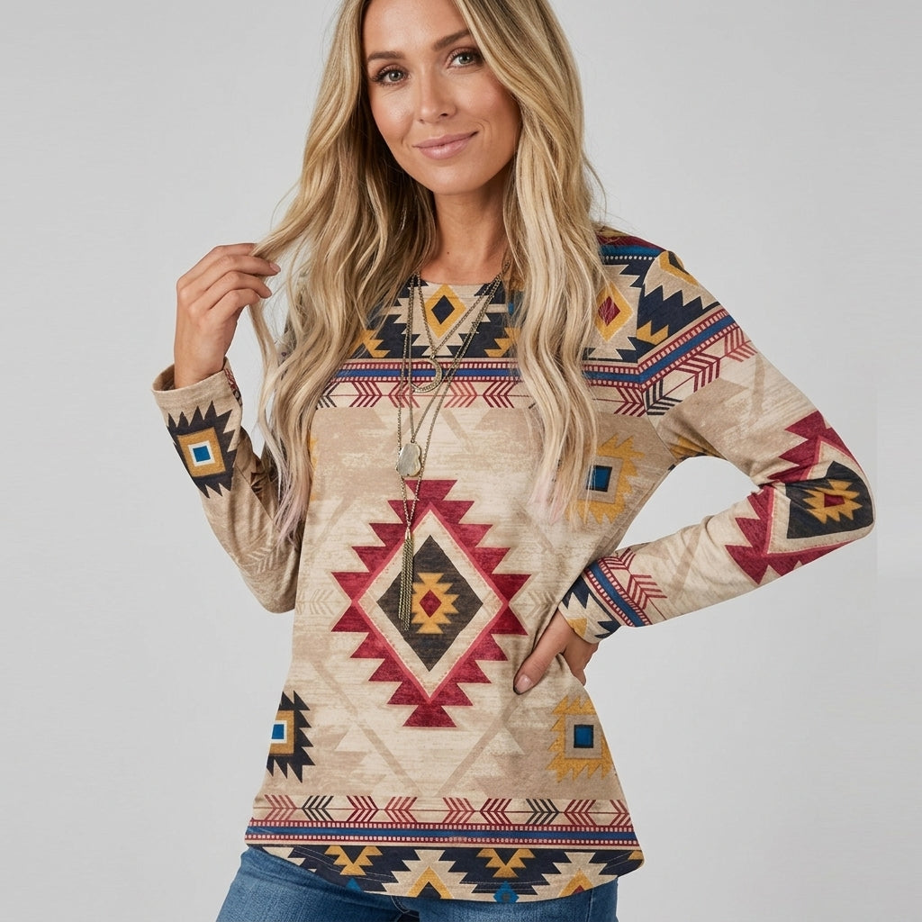 Alberdina | Etnische shirtjurk voor dames – Casual jurk met boho-bloemenprint