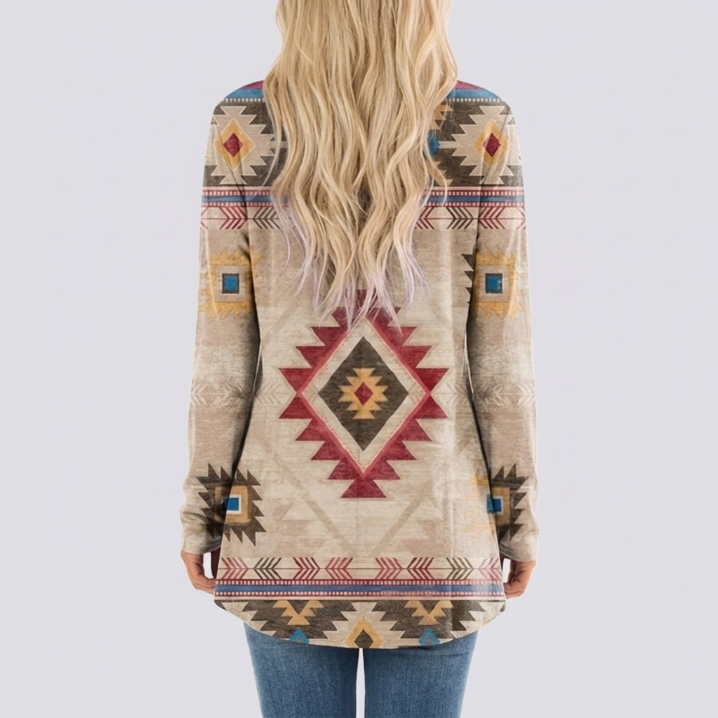 Alberdina | Etnische shirtjurk voor dames – Casual jurk met boho-bloemenprint