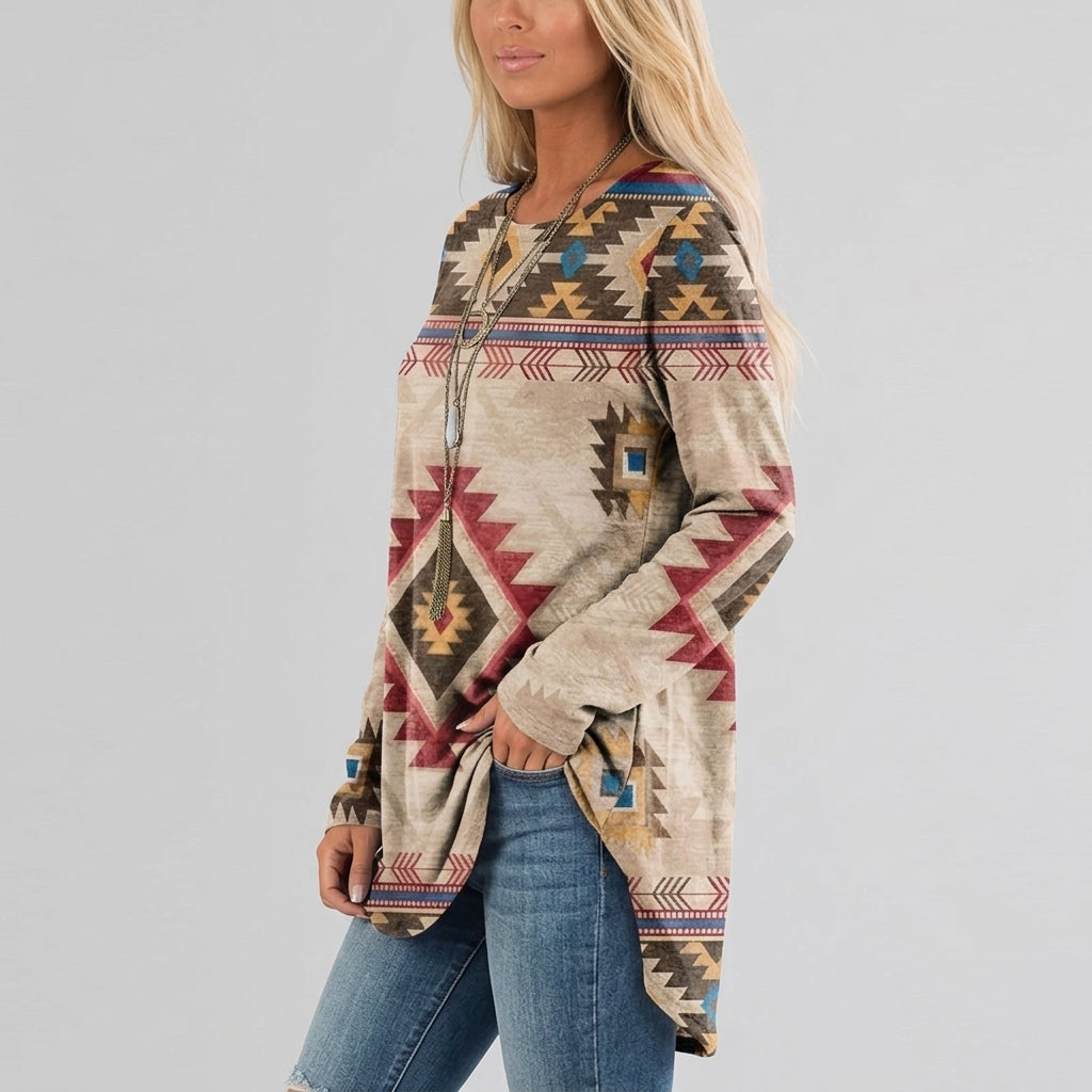 Alberdina | Etnische shirtjurk voor dames – Casual jurk met boho-bloemenprint