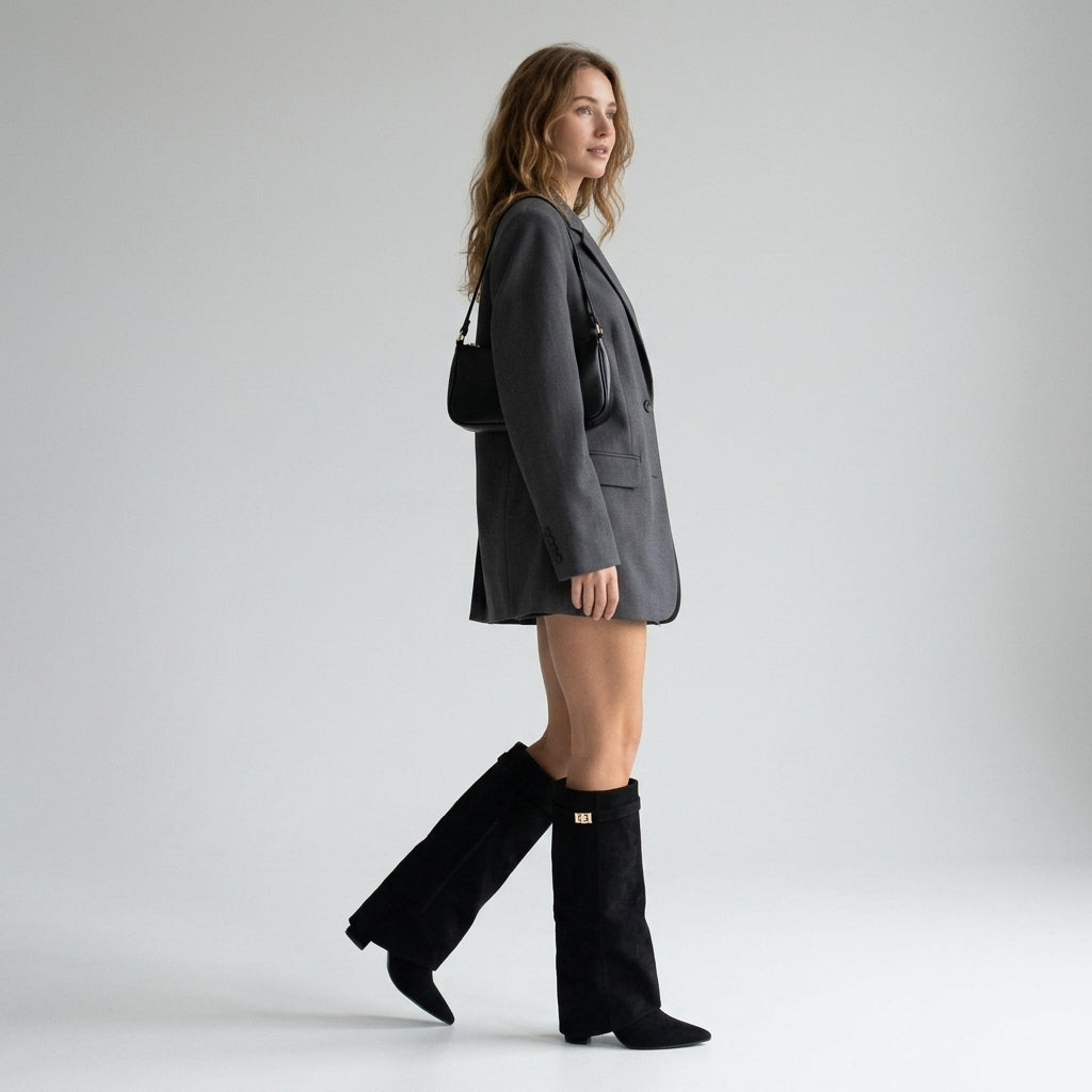 Drika | Elegante Damesknielaarzen met Zachte Suèdelook