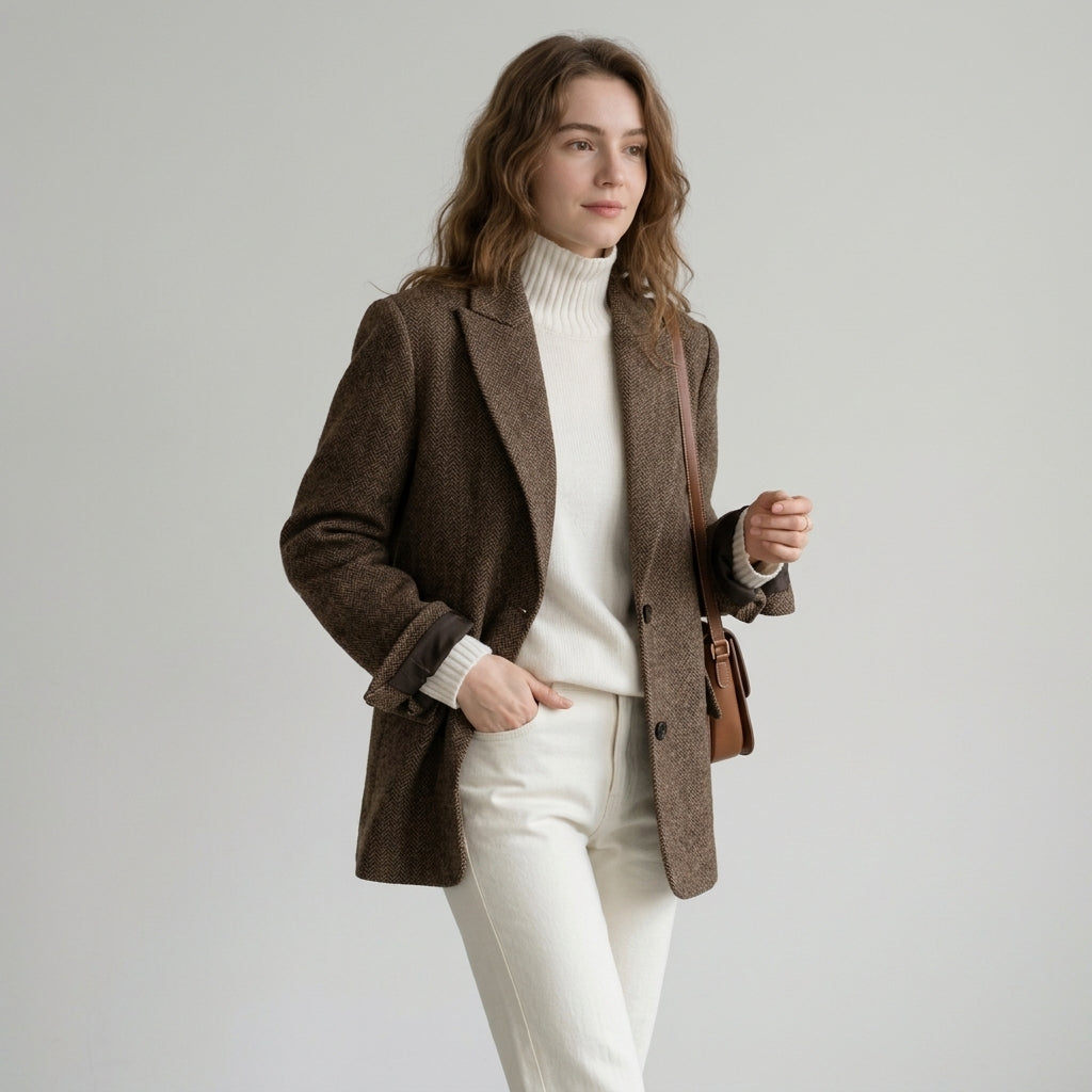 Unia | Oversized damesblazer met gekerfde revers en verborgen sluiting