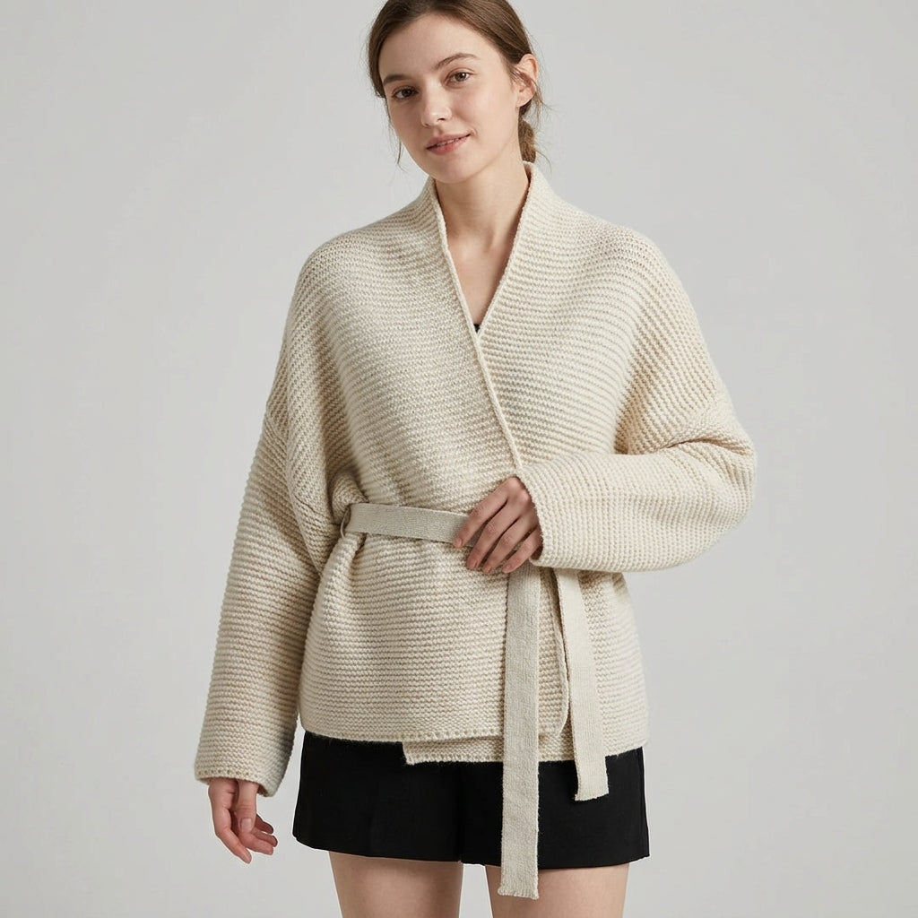 Yinthe | Dames Vest – Gebreid met V-Hals en Strikceintuur