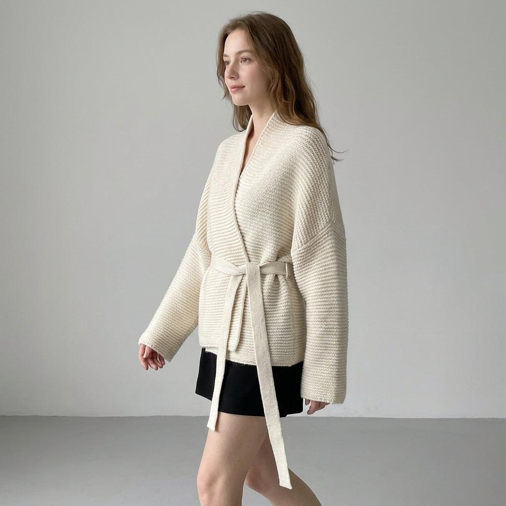 Yinthe | Dames Vest – Gebreid met V-Hals en Strikceintuur