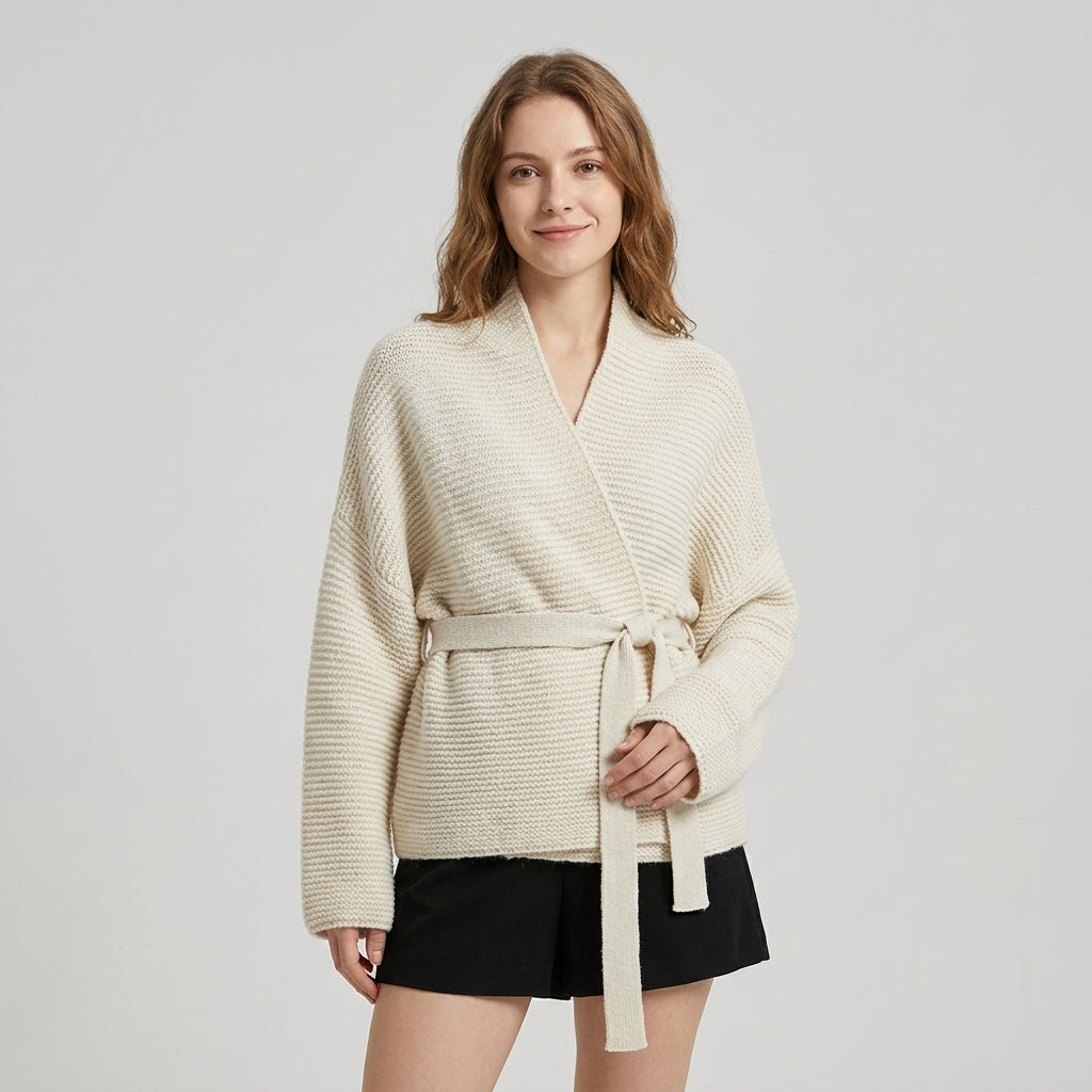 Yinthe | Dames Vest – Gebreid met V-Hals en Strikceintuur