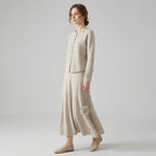 Marilène | 2-delige gebreide set voor dames, bestaande uit een top en een rok met asymmetrische zoom