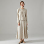 Marilène | 2-delige gebreide set voor dames, bestaande uit een top en een rok met asymmetrische zoom