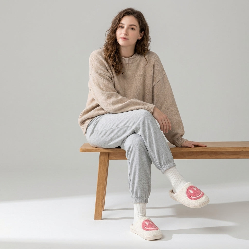Eliane | Smiley-pantoffels voor dames met zachte voering en platte zool