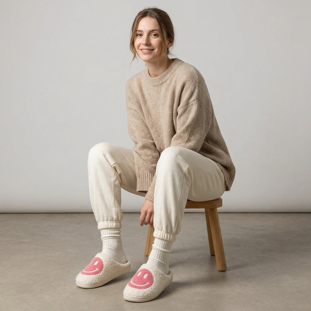 Eliane | Smiley-pantoffels voor dames met zachte voering en platte zool