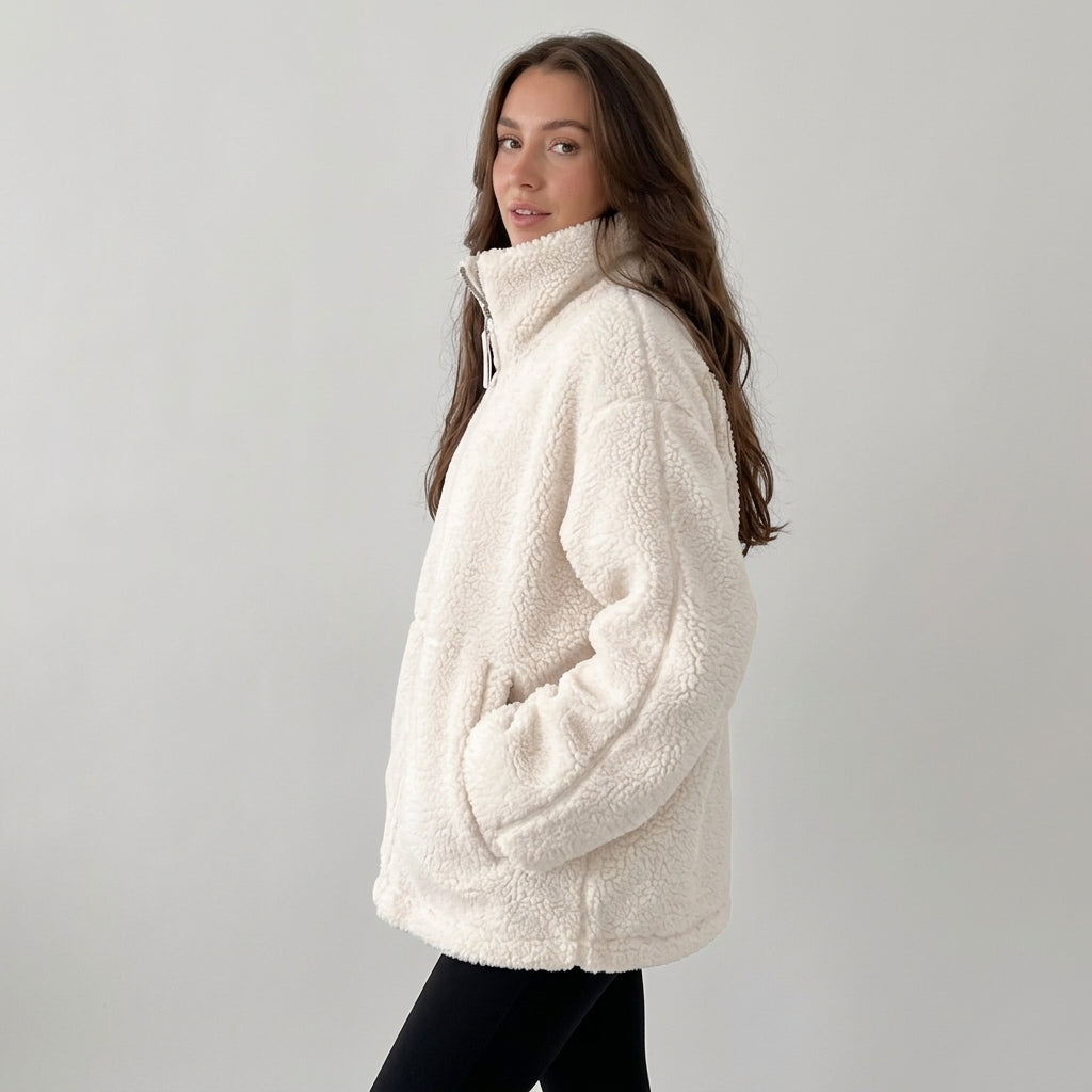 Eulalie | Oversized teddyjas voor dames met rits en zijzakken