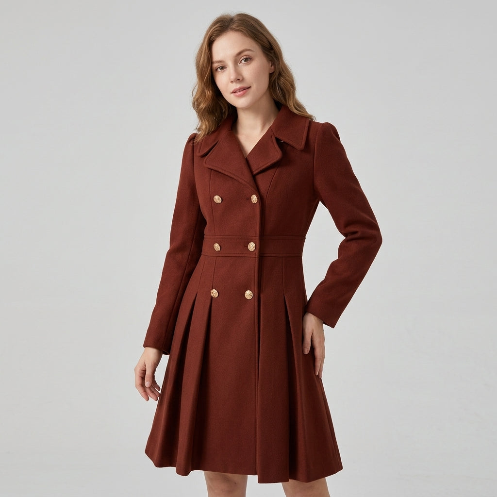 Esmeray | Damesjas met dubbele knoopsluiting, lange mouwen en een klassieke, elegante stijl