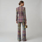 Aylin | Geruite Dames Blazerset met Elegante Wijde Broek