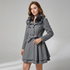 Leandra | Elegante trenchcoat voor dames met tailleband en zachte rand van imitatiebont