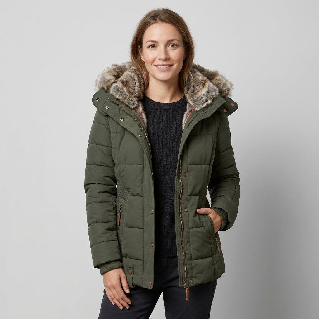 Kerensa | Winterjas met capuchon en zakken voor dames – Warm, stijlvol en praktisch