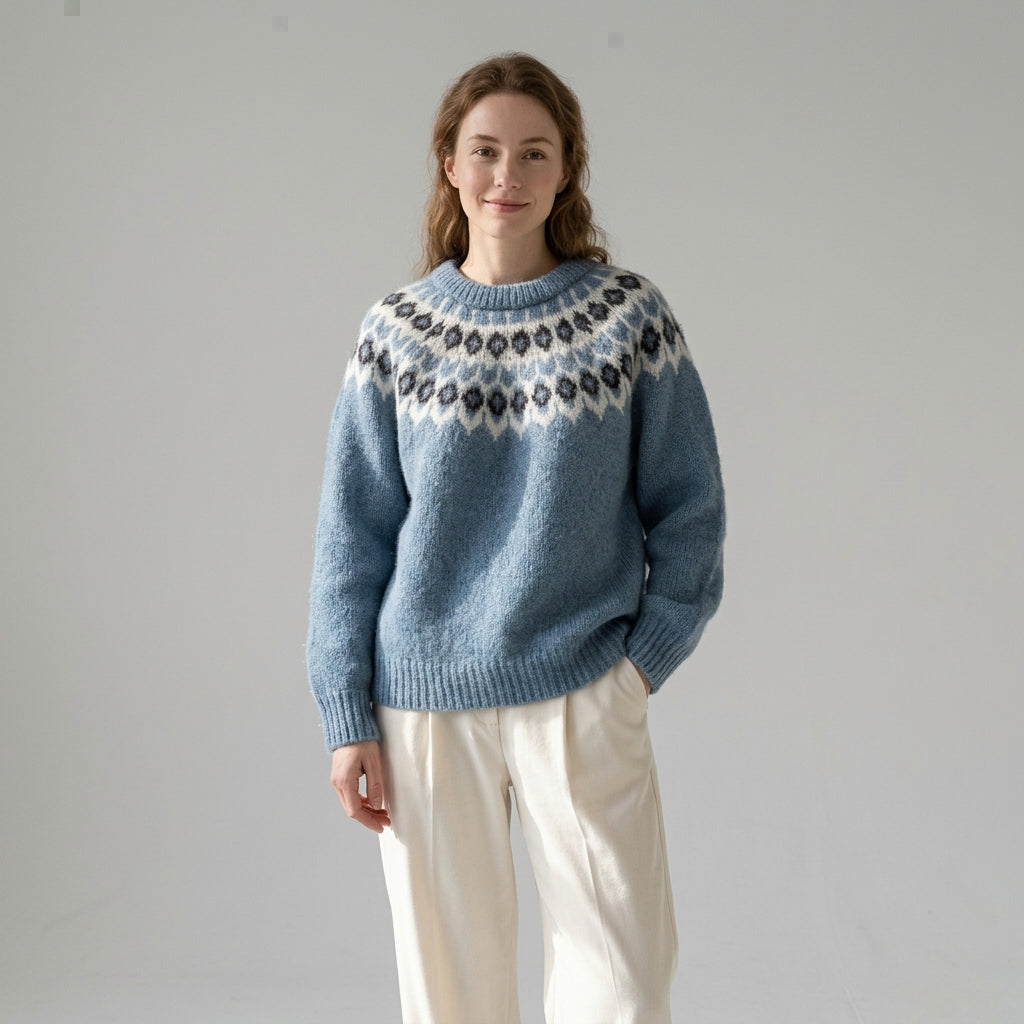 Leontine | Damestrui van jacquard met reliëf en artistiek breipatroon