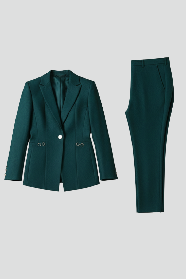 Kalyssa | Dames Blazer Set – Eénknoopsblazer & Rechte Broek, Elegante Tweedelige Pakset
