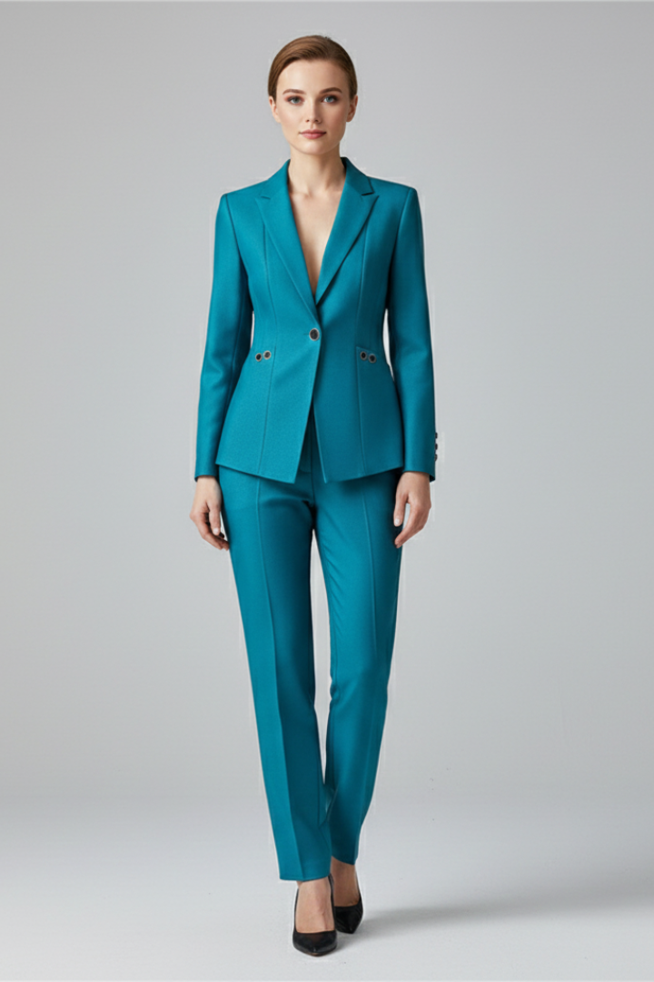 Kalyssa | Dames Blazer Set – Eénknoopsblazer & Rechte Broek, Elegante Tweedelige Pakset